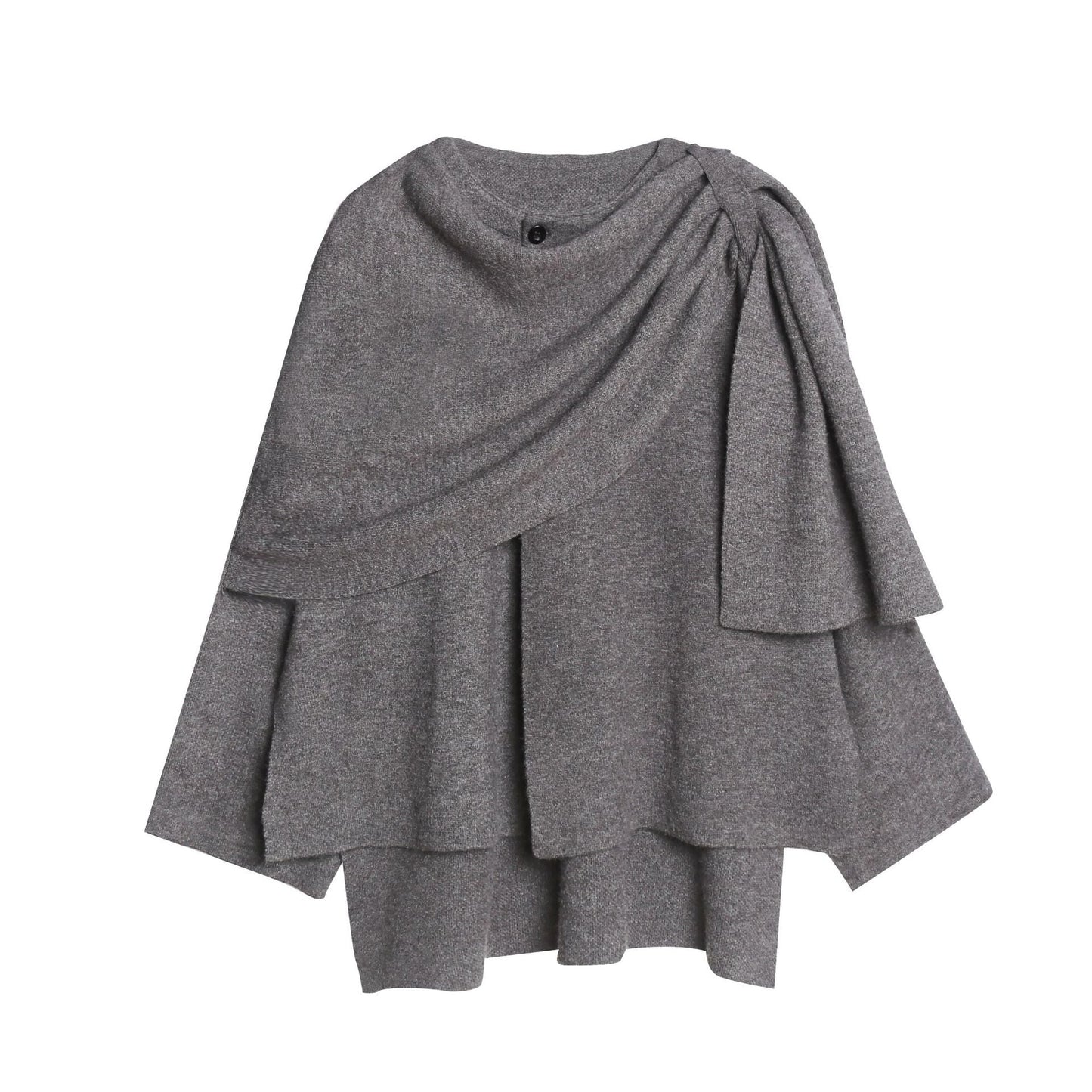 Damen gemütlicher Strickponcho mit raffinierten Drapierungen Stilzeits