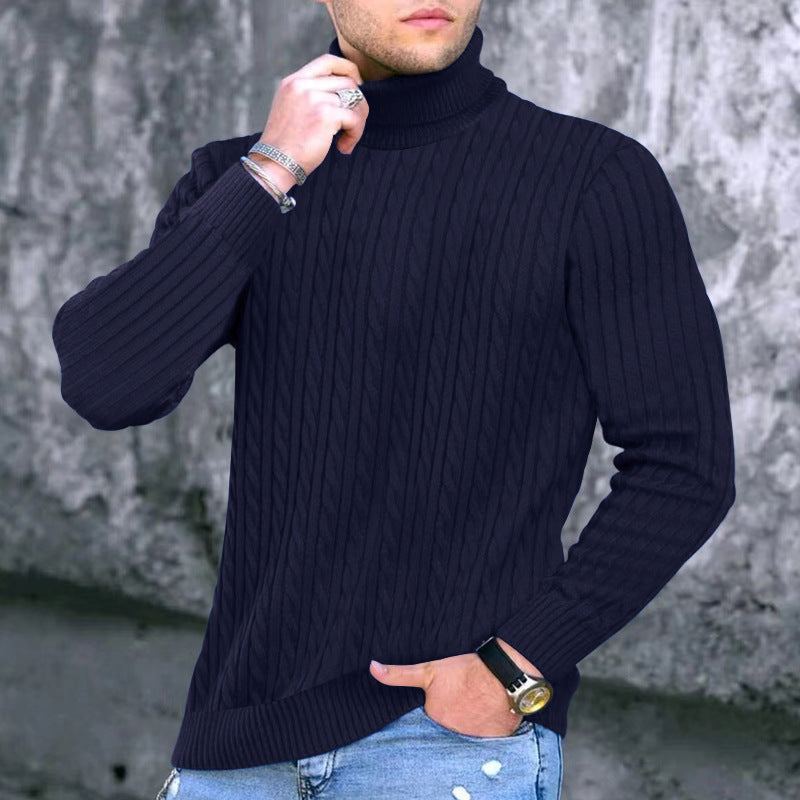 Herren moderner Rollkragenpullover mit strukturiertem Design Stilzeits