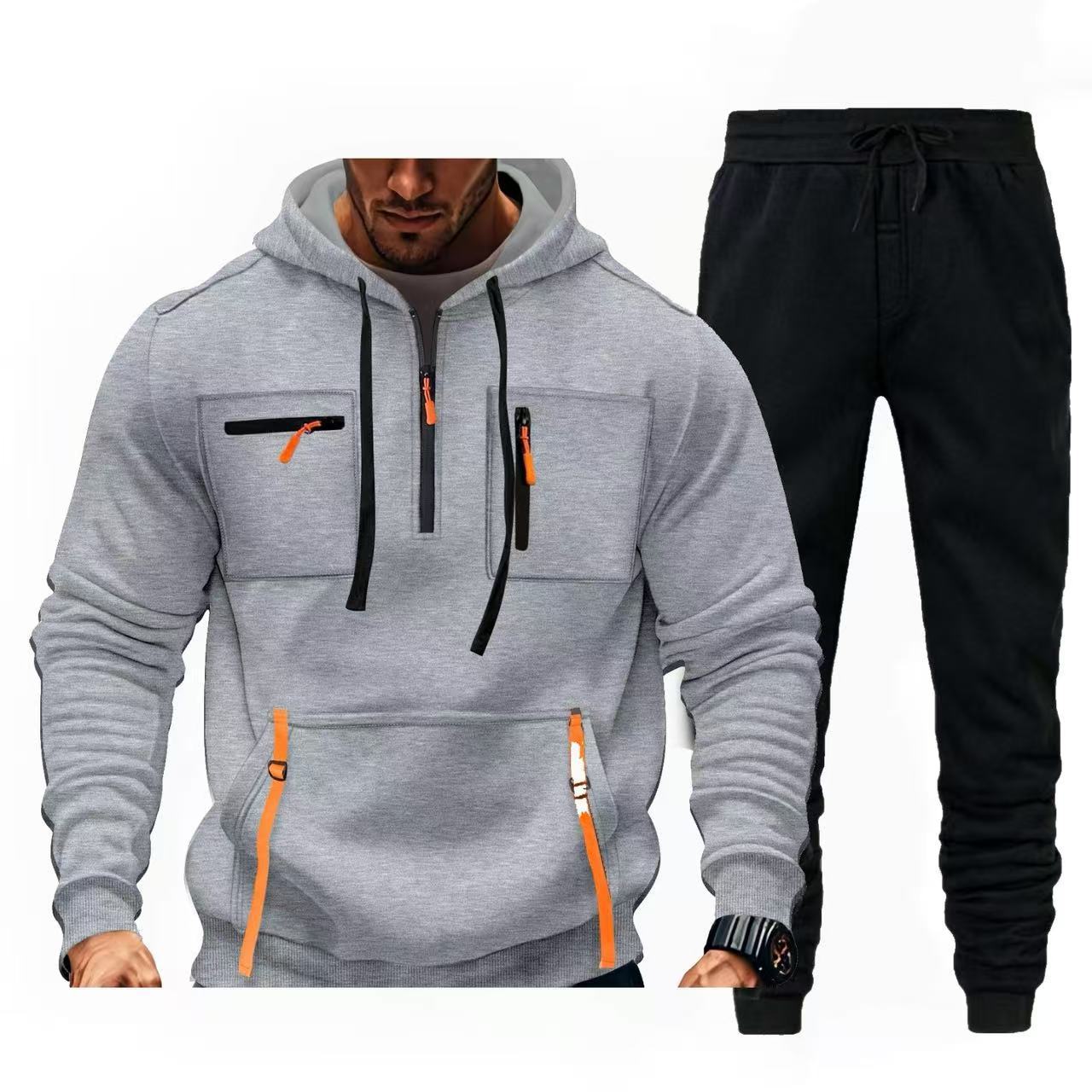 Herren multifunktionaler Kapuzenpullover und Jogginghose Kombination Stilzeits