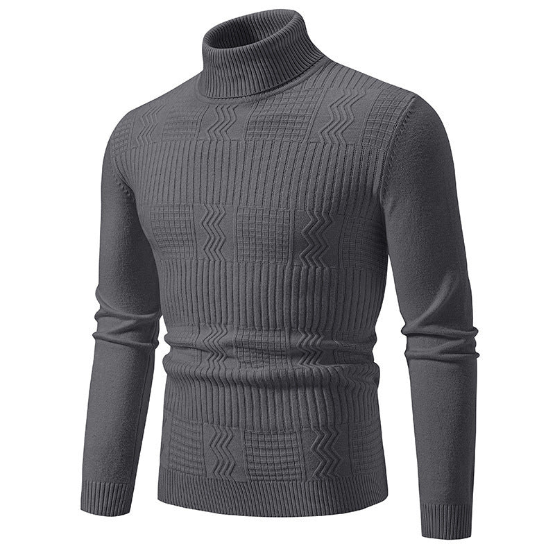 Herren eleganter Rollkragenpullover mit strukturiertem Design Stilzeits