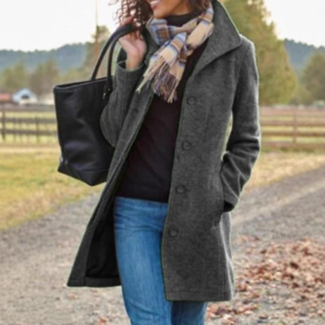 Damen eleganter Wollmantel Stilzeits