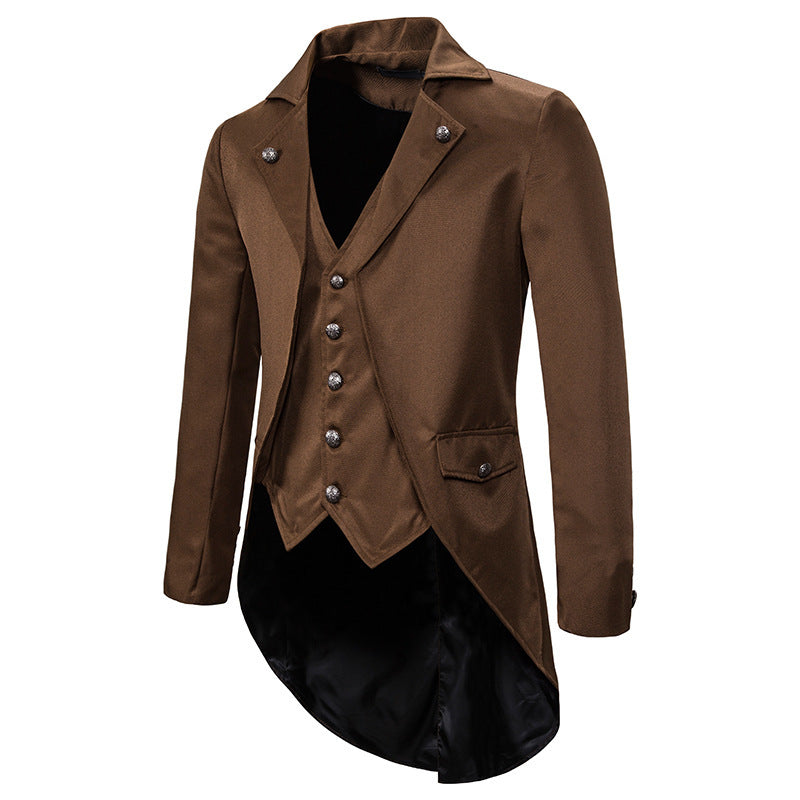 Herren eleganter Steampunk-Sakko mit asymmetrischem Schnitt und edlen Details Stilzeits