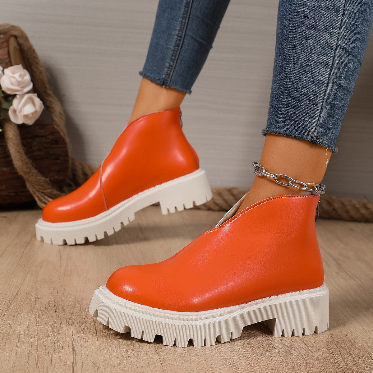Damen Modische Chelsea-Boots mit trendigem Plateau und rutschfester Sohle Stilzeits