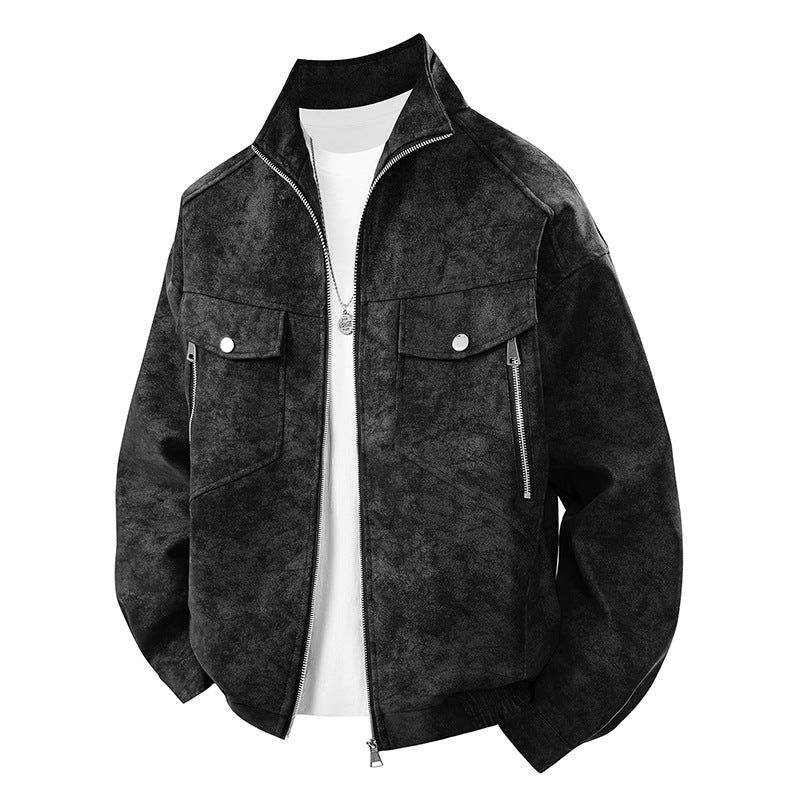 Herren Übergangsjacke mit zwei Brusttaschen und hochstehendem Kragen Stilzeits