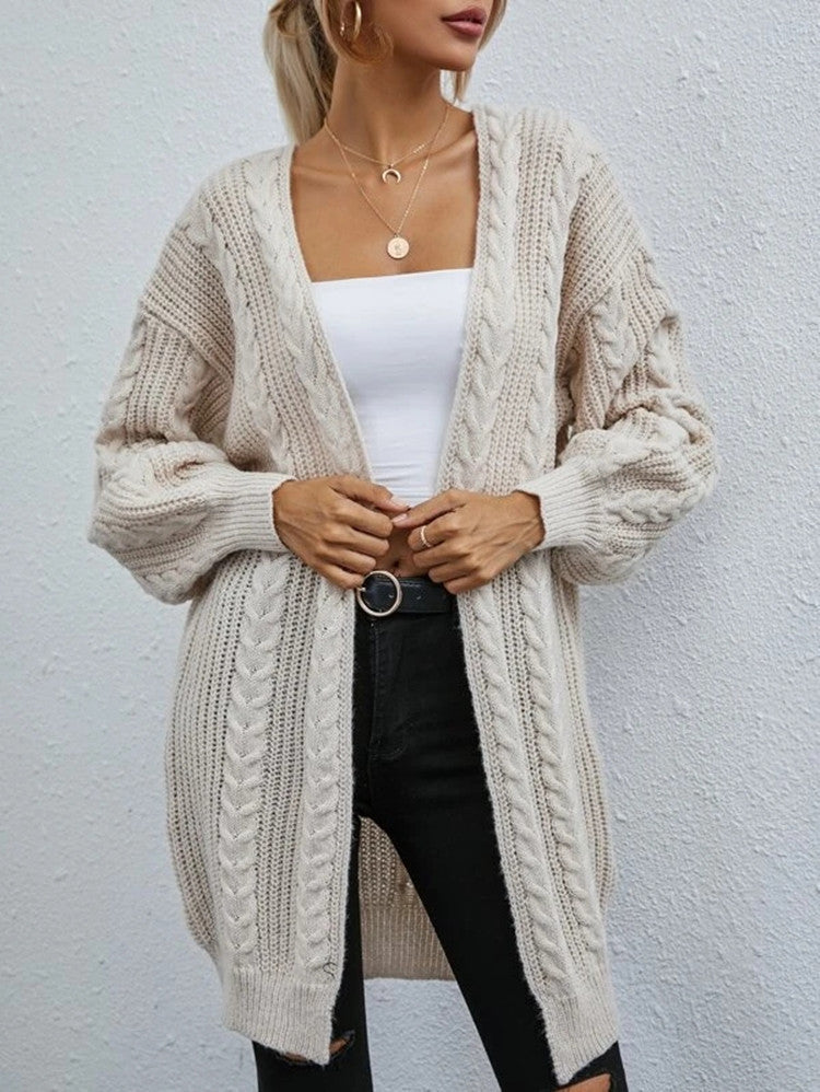Damen Grobstrick Cardigan mit lässigem Oversize-Schnitt und raffiniertem Zopfmuster Stilzeits