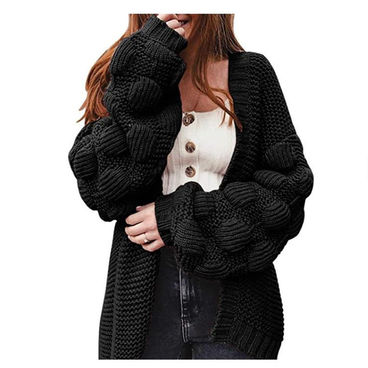 Damen Strickjacke mit voluminösen Ärmeln Stilzeits