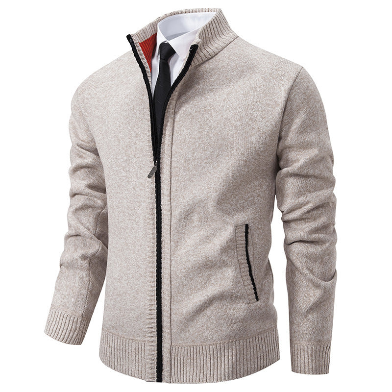 Herren sportliche Strickjacke mit Stehkragen und Reißverschluss Stilzeits