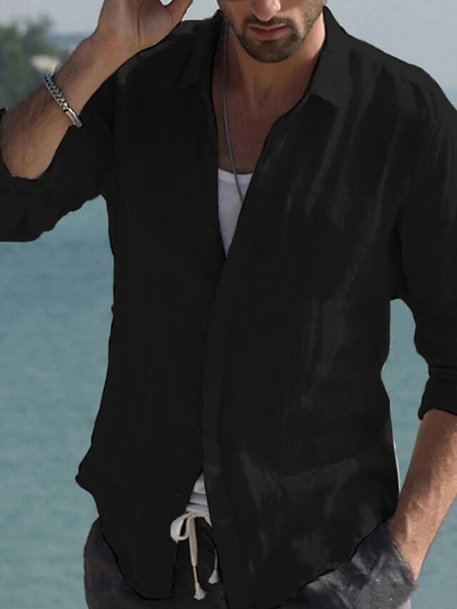 Herren lässige Leinenhemd Stilzeits