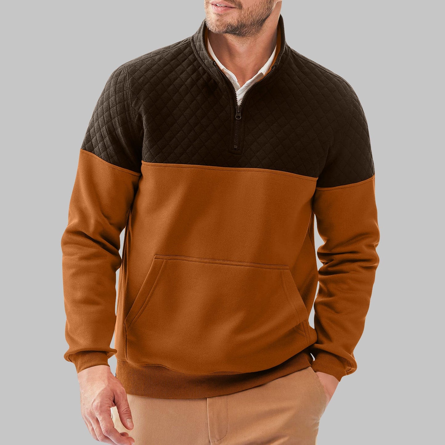 Herren Sportiver Pullover mit Stehkragen und Taschen Stilzeits