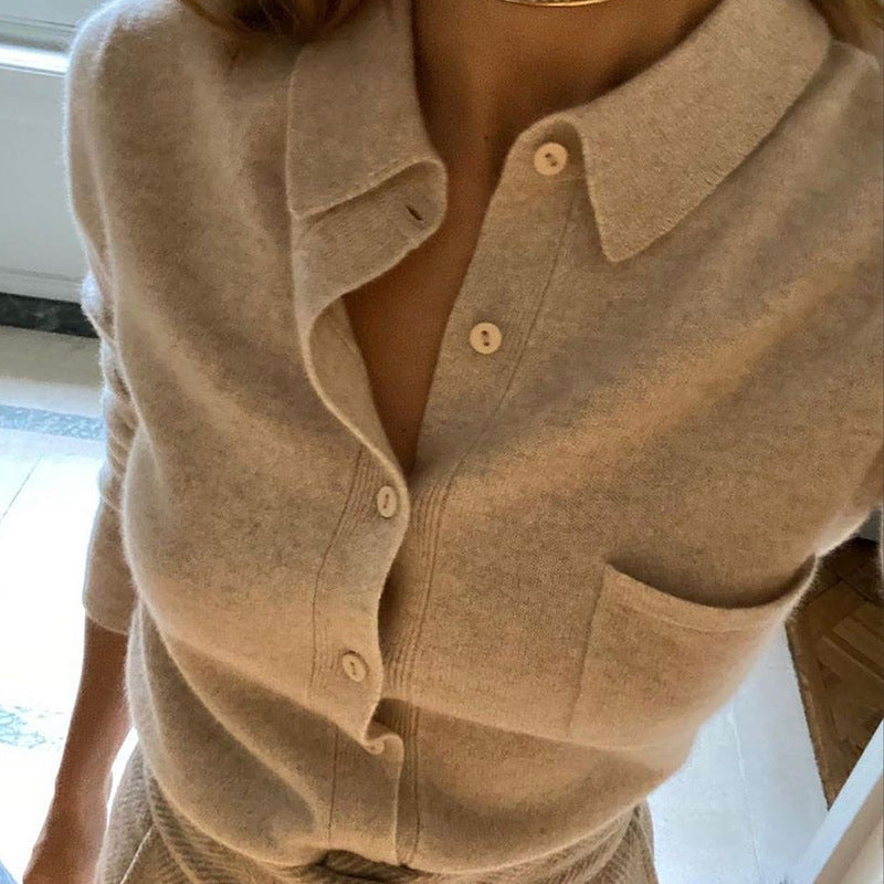 Damen weiche Wollbluse mit Knopfleiste Stilzeits