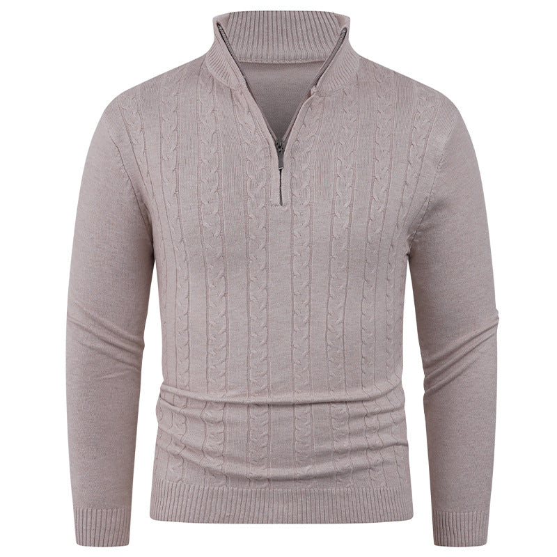 Herren Strukturierter Pullover mit ZIP-Kragen Stilzeits