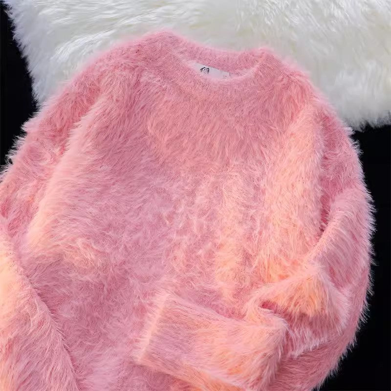 Damen Flauschiger Rundhalspullover Stilzeits