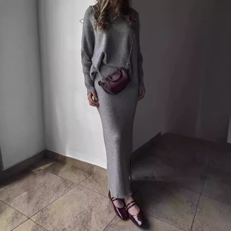 Damen Elegant gestricktes Maxikleid mit lässigem Schnitt Stilzeits