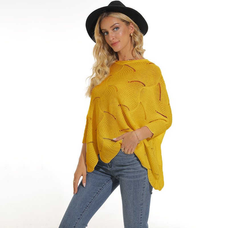 Damen lässiger Poncho aus luftiger Maschenstruktur Stilzeits