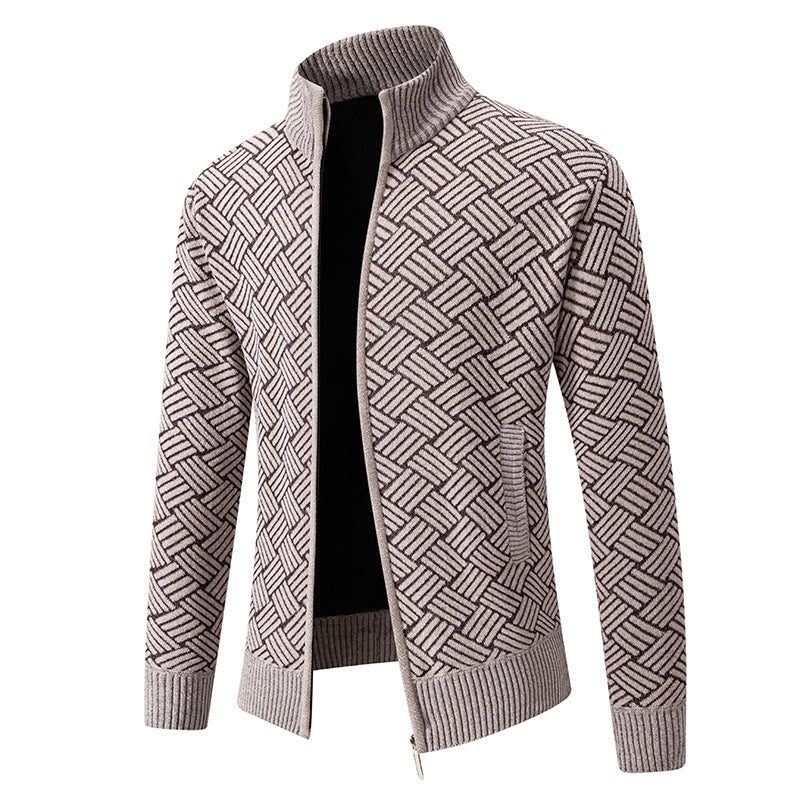 Herren Strickjacke mit modernem Karomuster Stilzeits