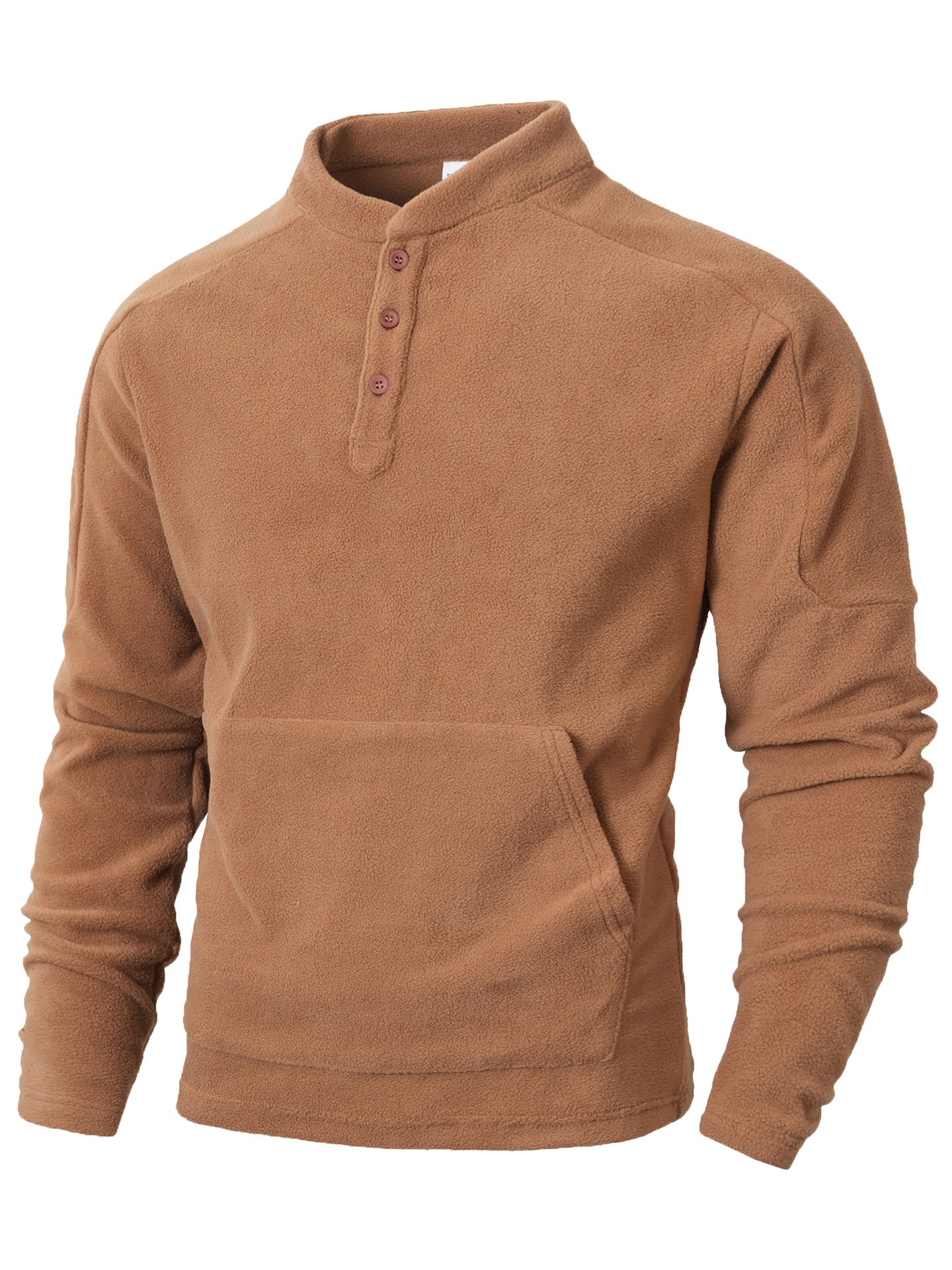 Herren Kuscheliger Fleece-Pullover mit Knopfleiste Stilzeits