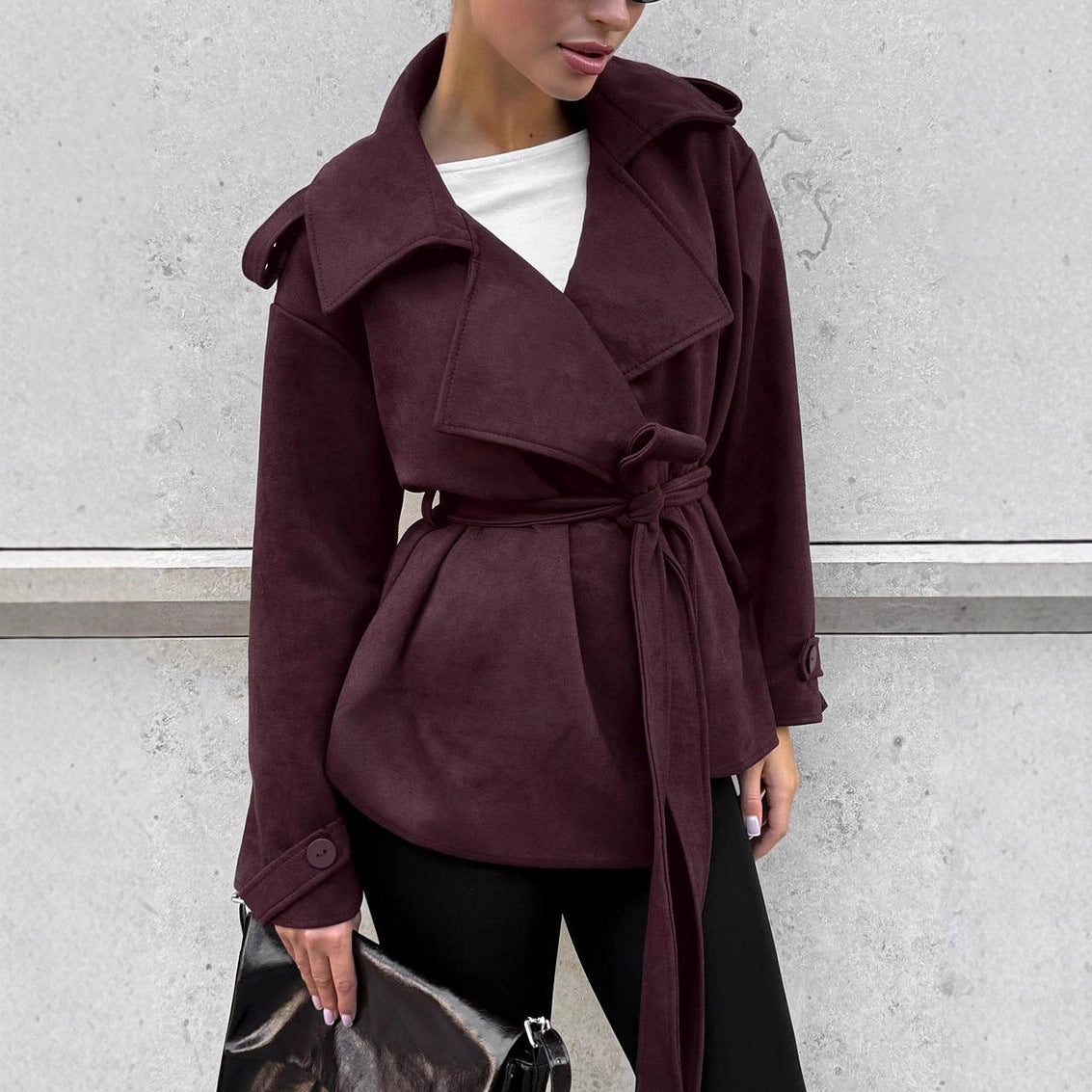 Damen Elegante Utility-Jacke mit Taillengürtel und entspannter Passform Stilzeits