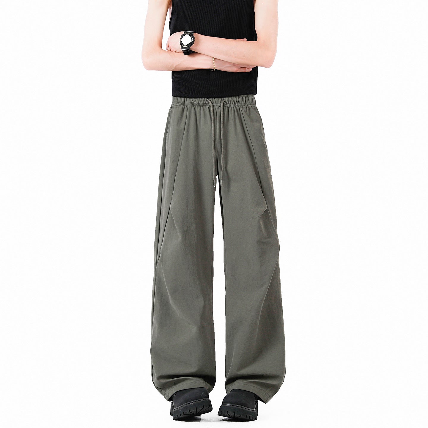 Unisex elegante Freizeithose mit hohem Bund und lockerer Passform Stilzeits