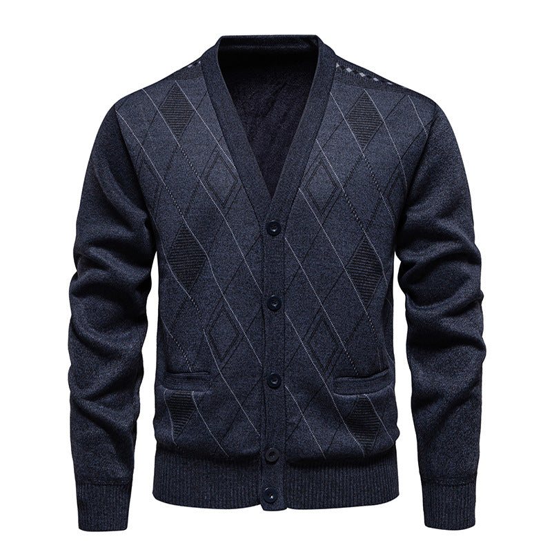 Herren stilvolle Strickjacke mit Rautenmuster Stilzeits