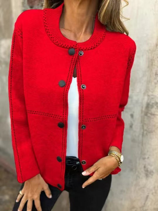 Damen Strickjacke mit Knopfleiste und edler Halslinie Stilzeits