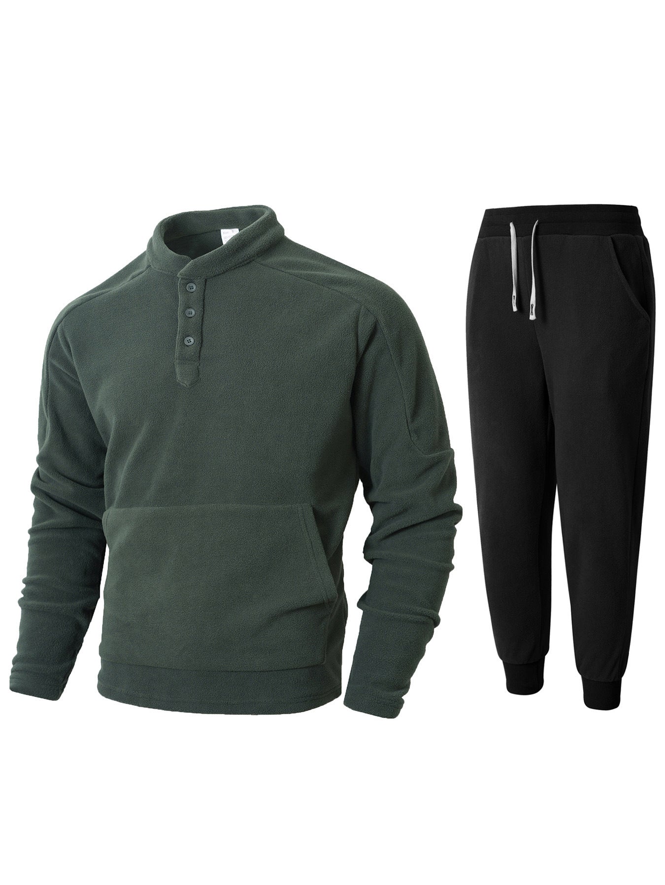 Herren kuscheliges Fleece- Trainingsanzug-Set mit Knopfleiste und praktischen Taschen Stilzeits