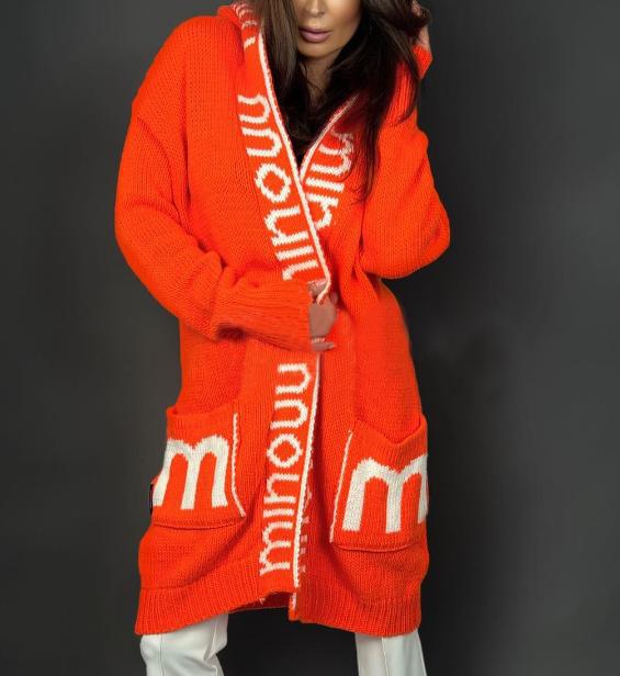 Damen Strickjacke mit logodruck und tiefen Taschen Stilzeits