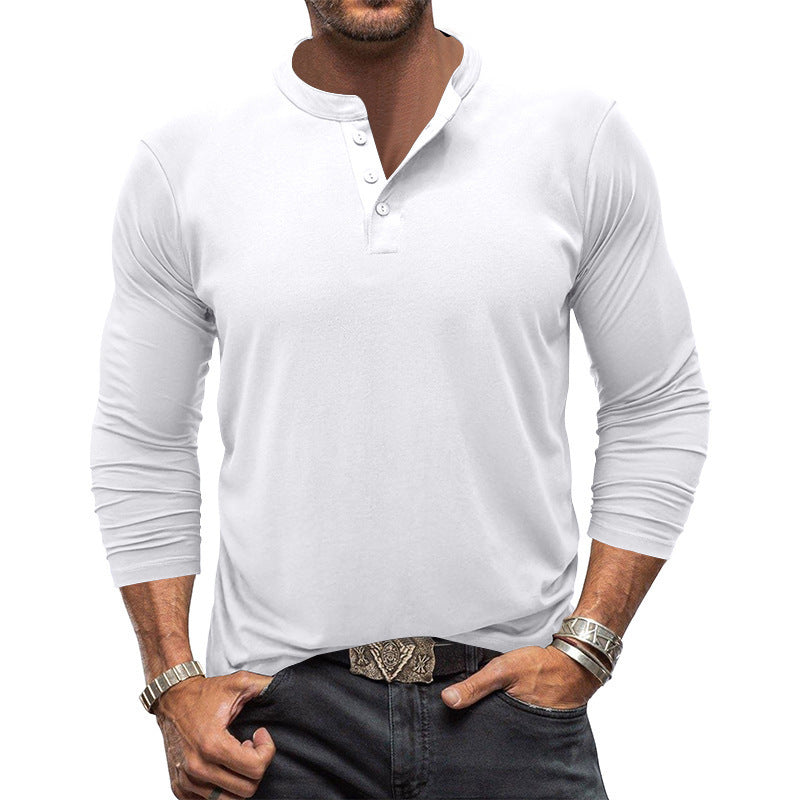Herren Langarm T-Shirt mit Knopfleiste Stilzeits