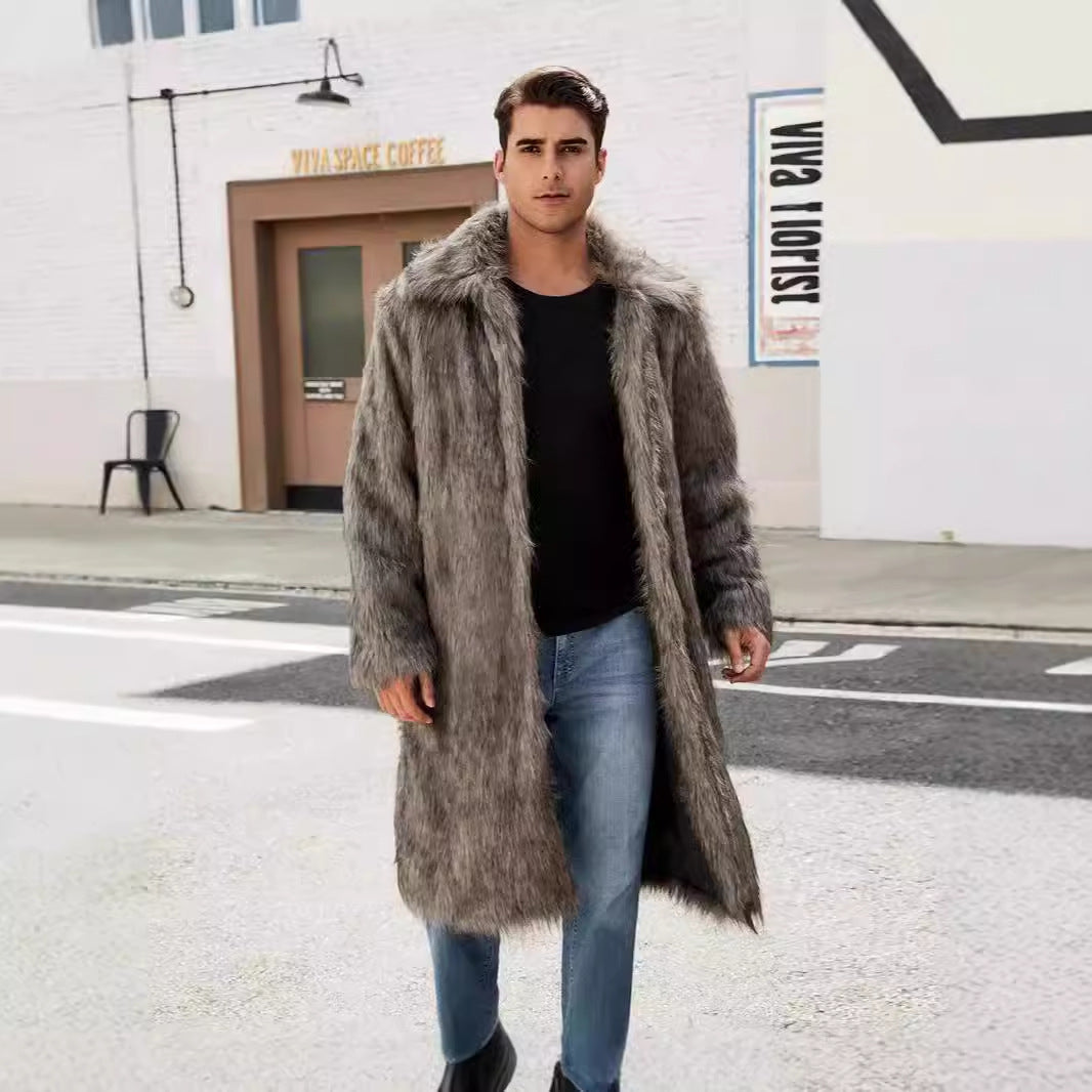 Herren Eleganter Kunstfell-Teddy-Mantel Stilzeits