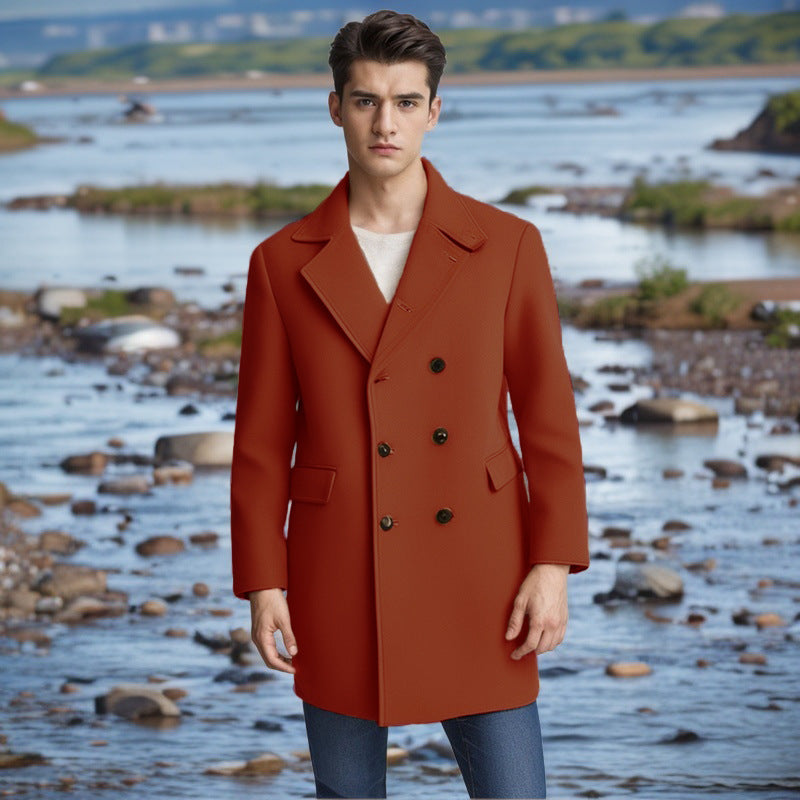 Herren eleganter Doppelt-geknöpfter Wollmantel Stilzeits