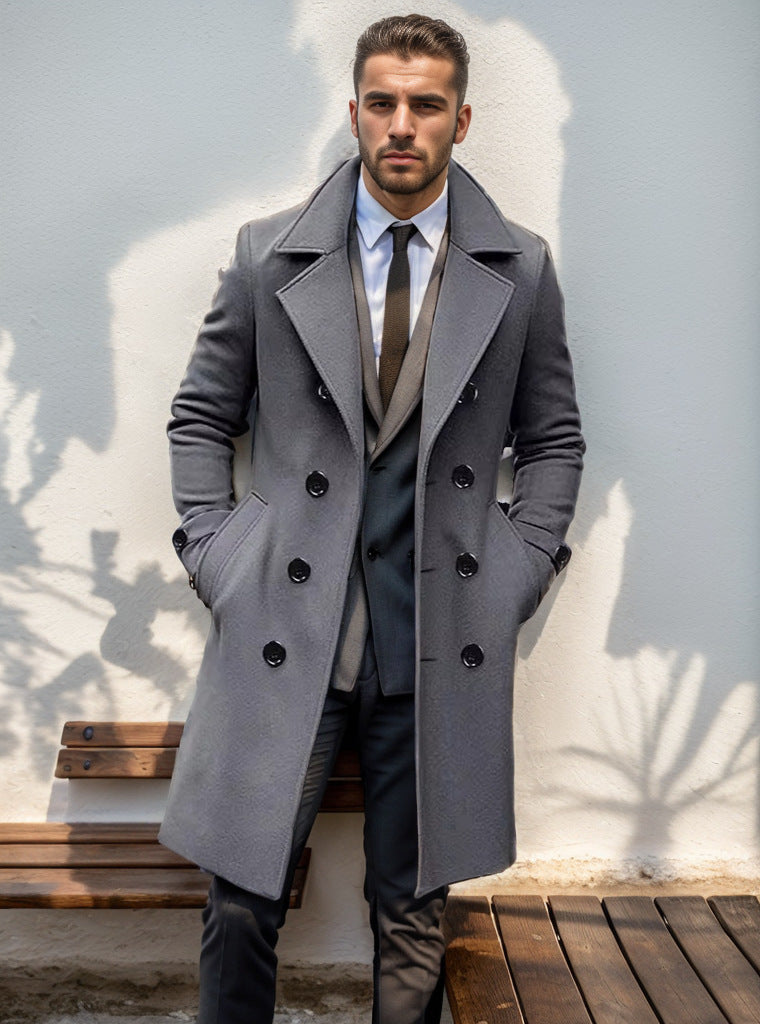 Herren eleganter Wolltrenchcoat mit doppelter Knopfleiste Stilzeits