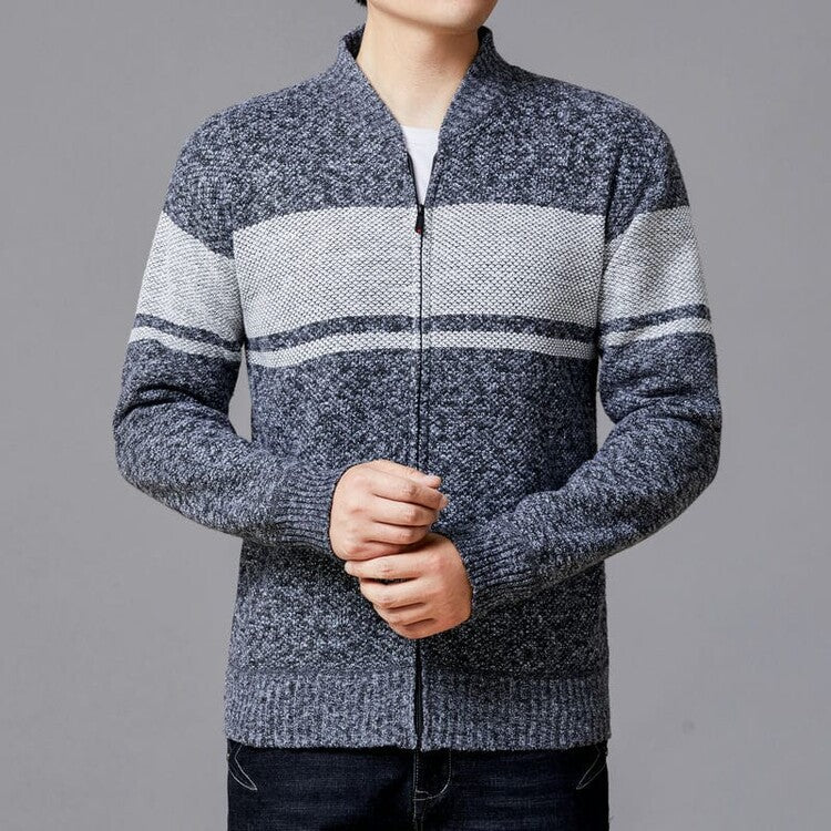 Herren Strickjacke mit modernem Zipper und strukturiertem Design Stilzeits