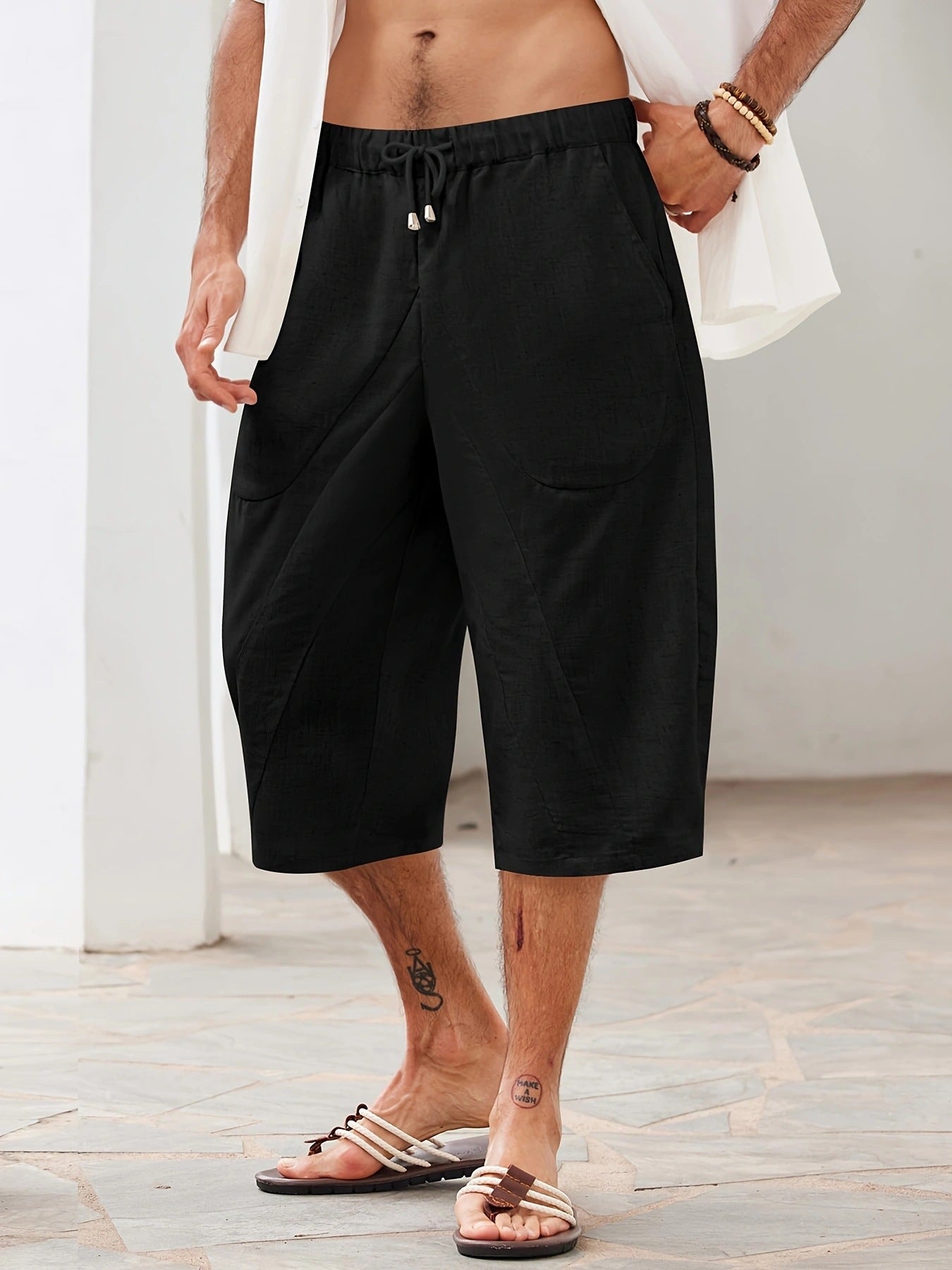 Herren lässige Freizeithosen mit elastischem Bund und seitlichen Eingrifftaschen Stilzeits