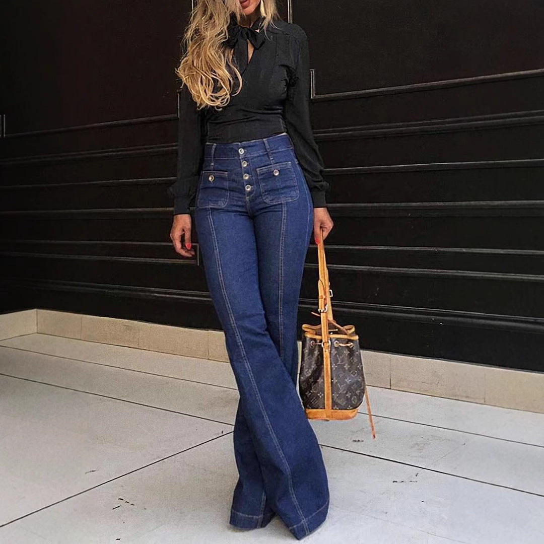 Damen High-Waist Schlagjeans Stilzeits