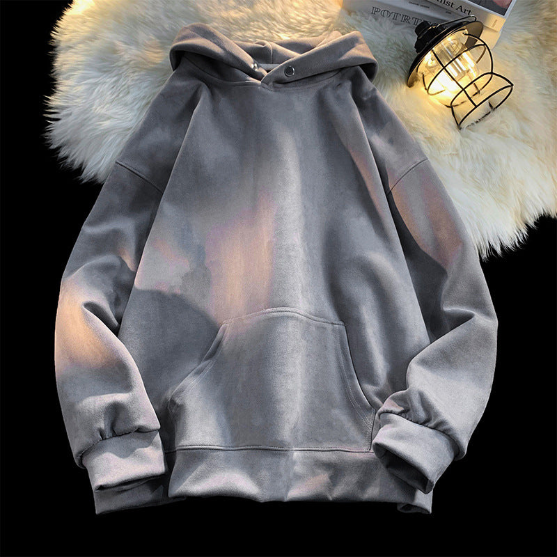 Damen gemütlicher Kapuzenpullover im modernen Velourslook Stilzeits