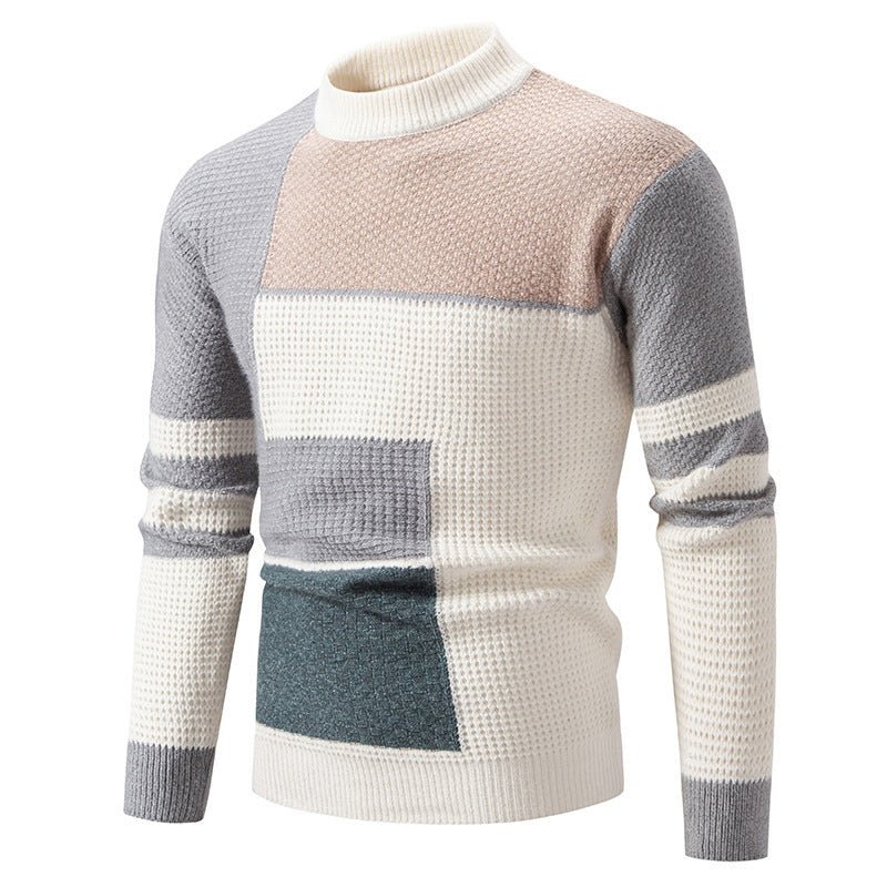 Herren modischer Pullover mit strukturiertem Farbblockdesign Stilzeits