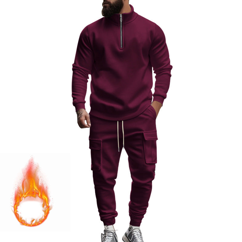 Herren Sportliches Fleece-Set mit funktionalem Reißverschluss und Cargo-Hosen Stilzeits