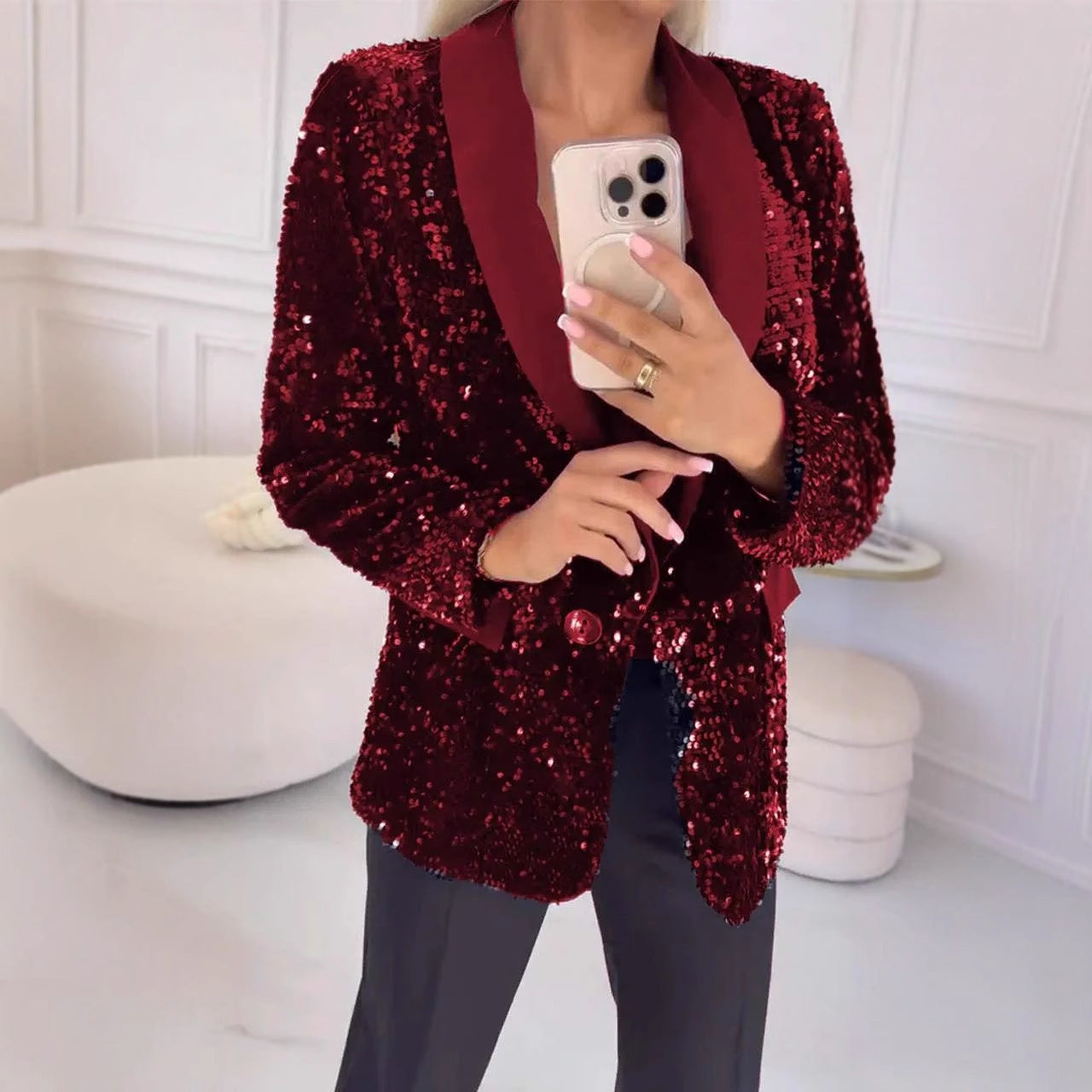 Damen Glitzernder Blazer Stilzeits