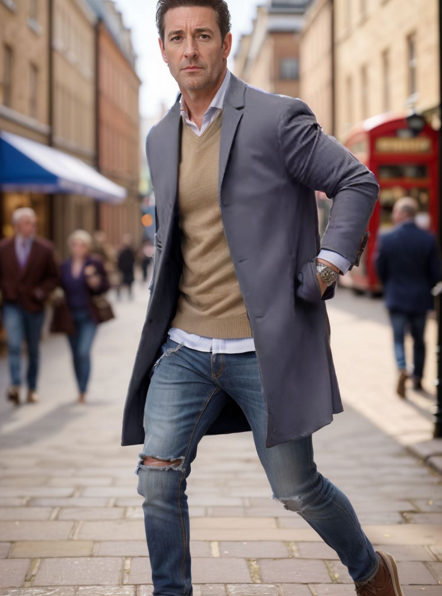 Herren eleganter Mantel mit hochwertigen Details Stilzeits