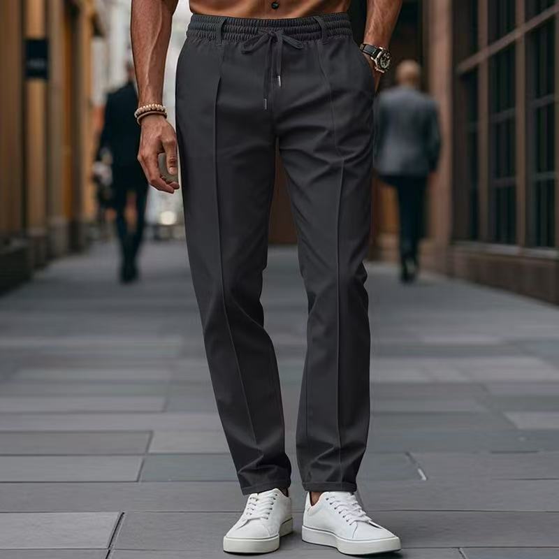 Herren elegante Freizeit-Hose mit elastischem Bund und seitlichen Eingrifftaschen Stilzeits