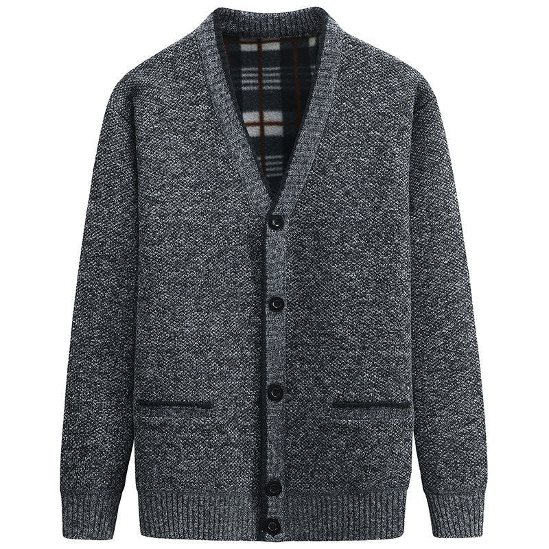 Herren stilvolle Strickjacke mit V-Ausschnitt und liebevollen Details Stilzeits