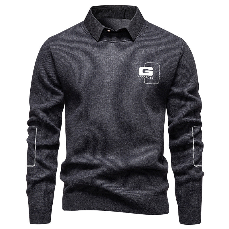 Herren eleganter Pullover mit Kragen und feinem Strickmuster Stilzeits