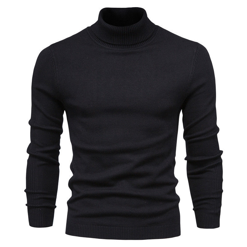 Herren Strickpullover mit hohem Kragen und feinem Rippmuster Stilzeits