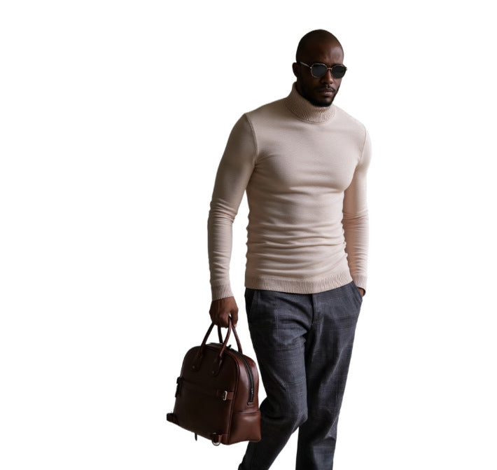 Herren rollkragen pullover mit feiner Struktur Stilzeits