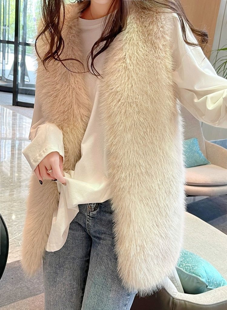 Damen Flauschige Kunstfell-Weste Stilzeits