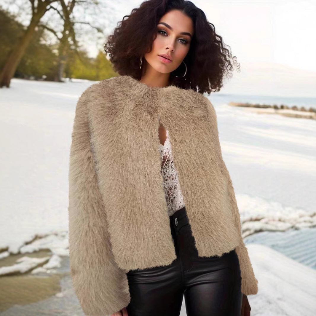 Damen flauschige Shortjacke Stilzeits