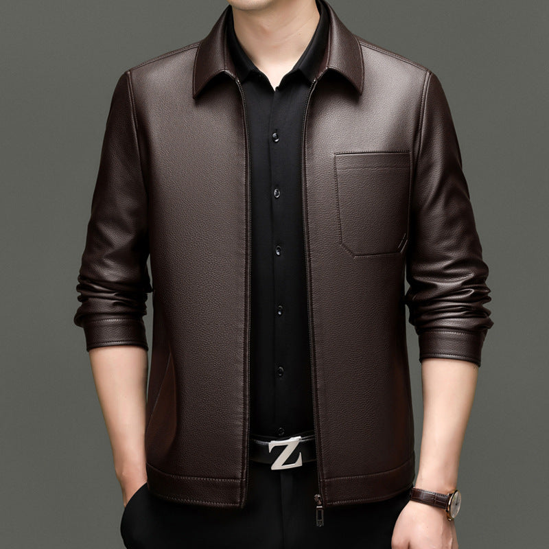 Herren Kunstlederjacke mit modernem Schnitt und praktischen Taschen Stilzeits