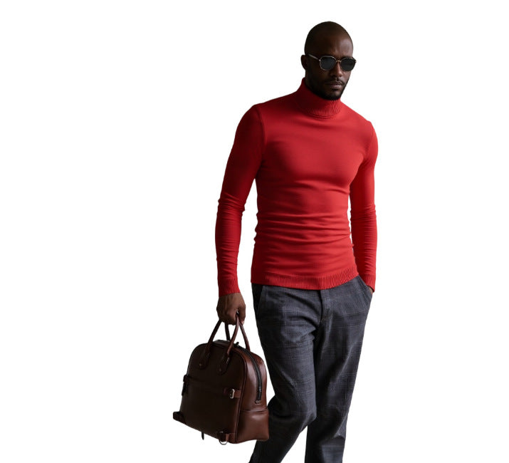 Herren rollkragen pullover mit feiner Struktur Stilzeits