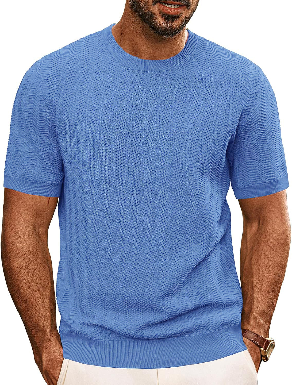 Herren strukturiertes Rundhals T-Shirt Stilzeits