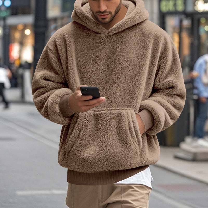 Herren übergroßer Fleece-Hoodie mit Kängurutasche und gemütlichem Schnitt Stilzeits