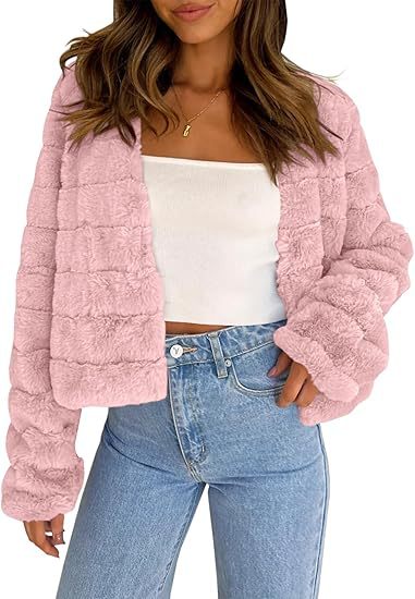 Damen Flauschige Kurzjacke im modernen Design Stilzeits